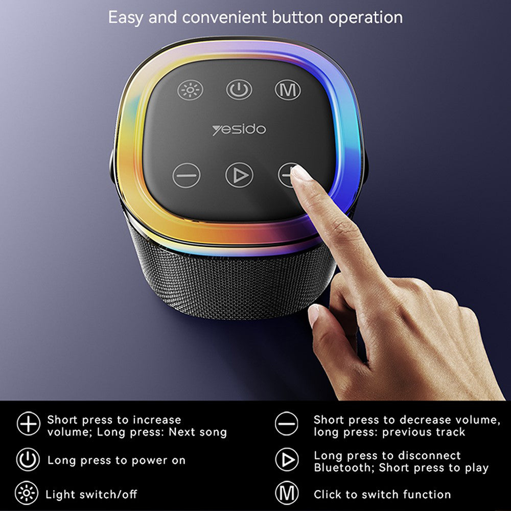 Přenosný Bluetooth reproduktor Yesido YSW25, 5W, RGB, černý
