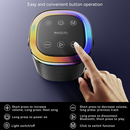 Přenosný Bluetooth reproduktor Yesido YSW25, 5W, RGB, černý