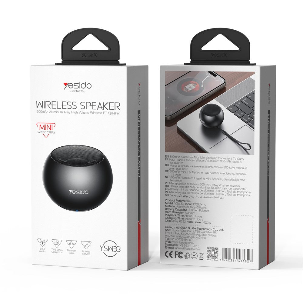 Bluetooth reproduktor Yesido YSW33, 3W, Černý
