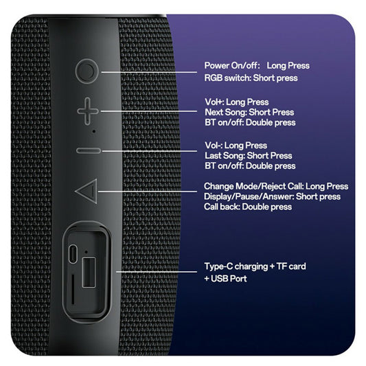 Přenosný Bluetooth reproduktor Yesido YSW39, 20W, TWS, RGB, černý