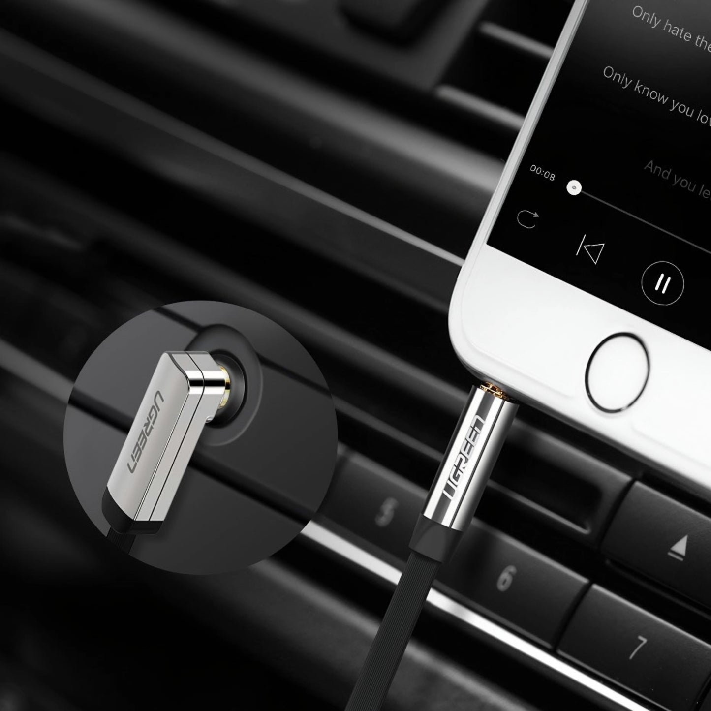 Audio kabel 3.5mm - 3.5mm UGREEN AV119 Angled, 2m, Černý
