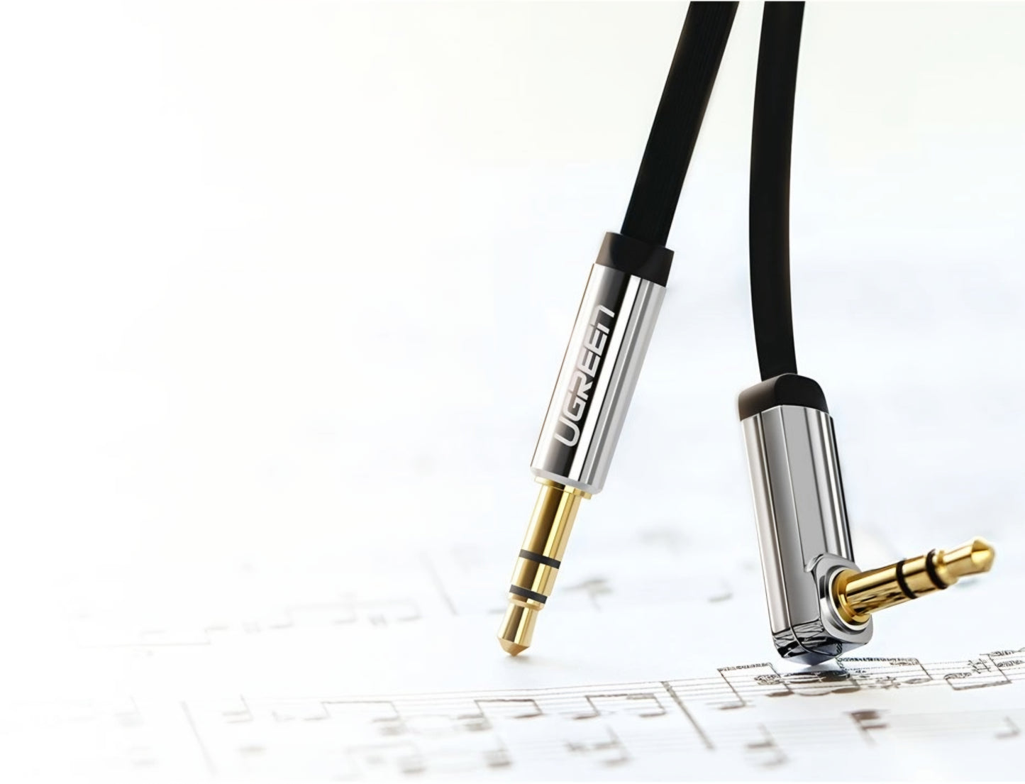 Audio kabel 3.5mm - 3.5mm UGREEN AV119 Angled, 2m, Černý