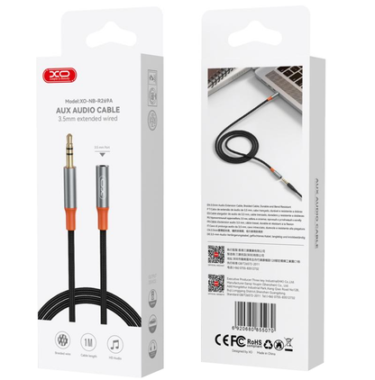 Audio kabel 3.5mm - 3.5mm XO Design NB-R269A, 1m, Černý