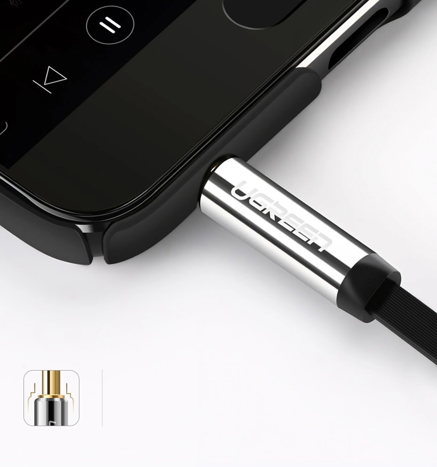 Audio kabel 3.5mm - 3.5mm UGREEN AV119 Angled, 2m, Černý
