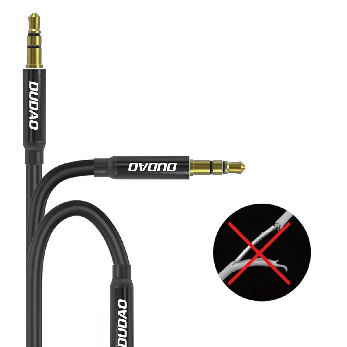 Audio kabel 3,5 mm - 3,5 mm Dudao L12s, 1 m, černý