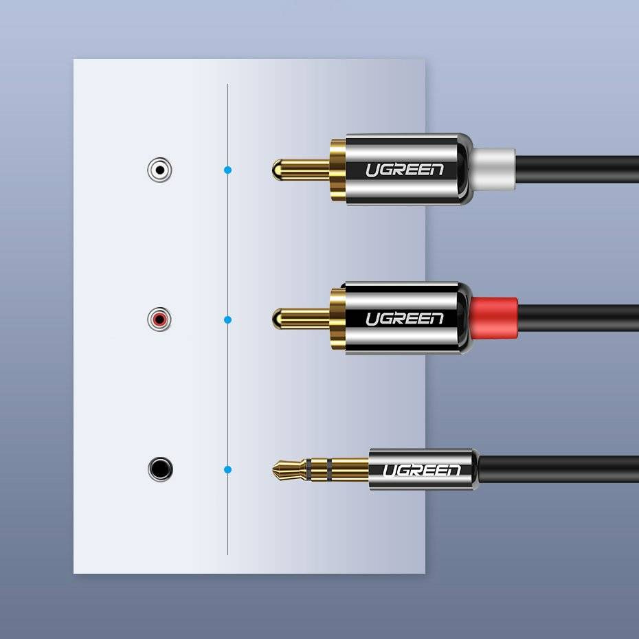 Audio kabel 3.5mm - 2 x RCA UGREEN AV116, 2m, černý