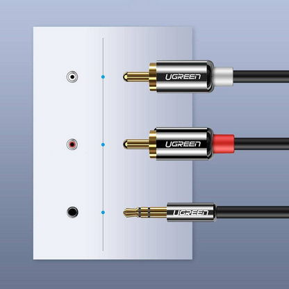 Audio kabel 3.5mm - 2 x RCA UGREEN AV116, 2m, černý