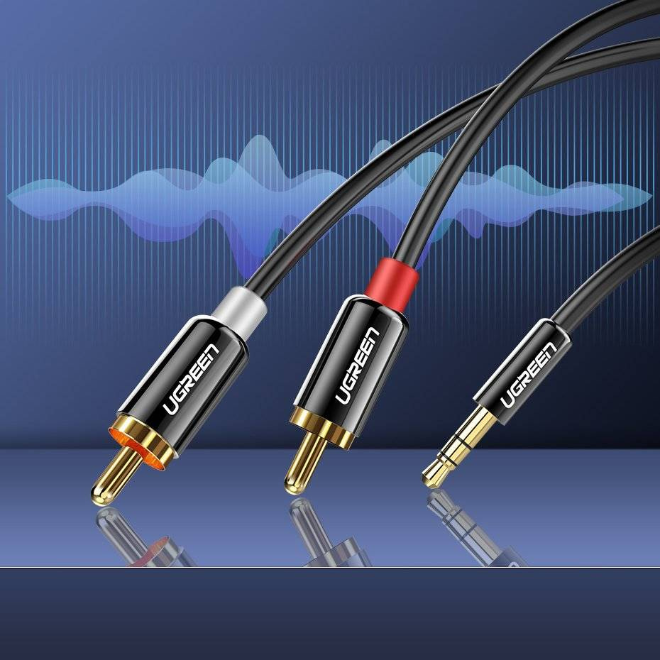 Audio kabel 3.5mm - 2 x RCA UGREEN AV116, 2m, černý