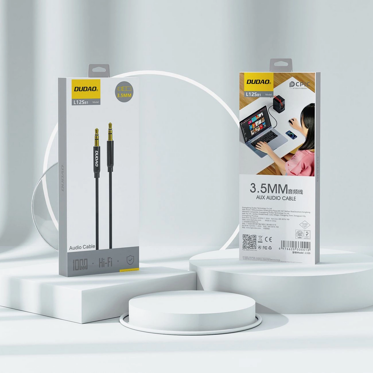 Audio kabel 3,5 mm - 3,5 mm Dudao L12s, 1 m, černý