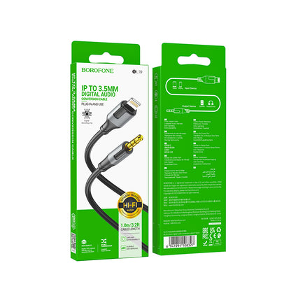 Audio kabel Lightning - 3.5mm Borofone BL19 Creator, 1m, Černý