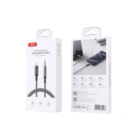 Audio kabel Lightning - 3.5mm XO Design NB-R279A, 1m, Černý