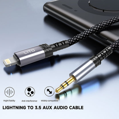 Lightning Audio Cable - 3.5mm Lito LA01L, 1m, Black