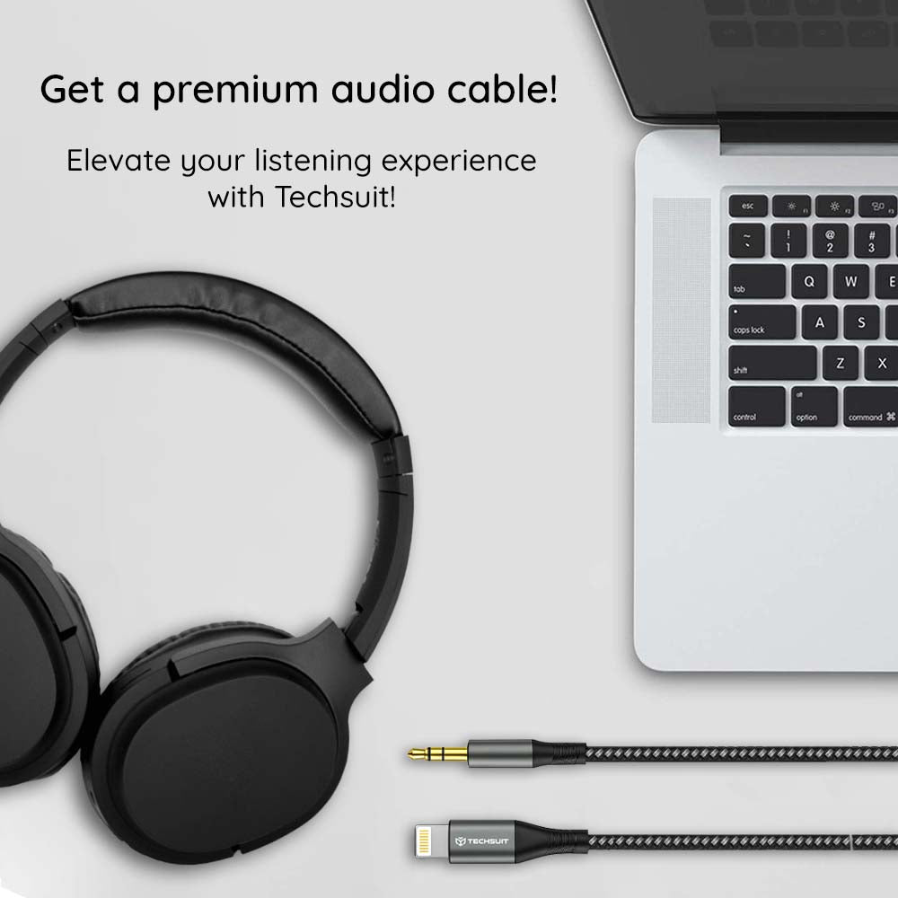 Lightning Audio Cable - 3.5mm Techsuit AC17 NexaSound, 1m, Gray