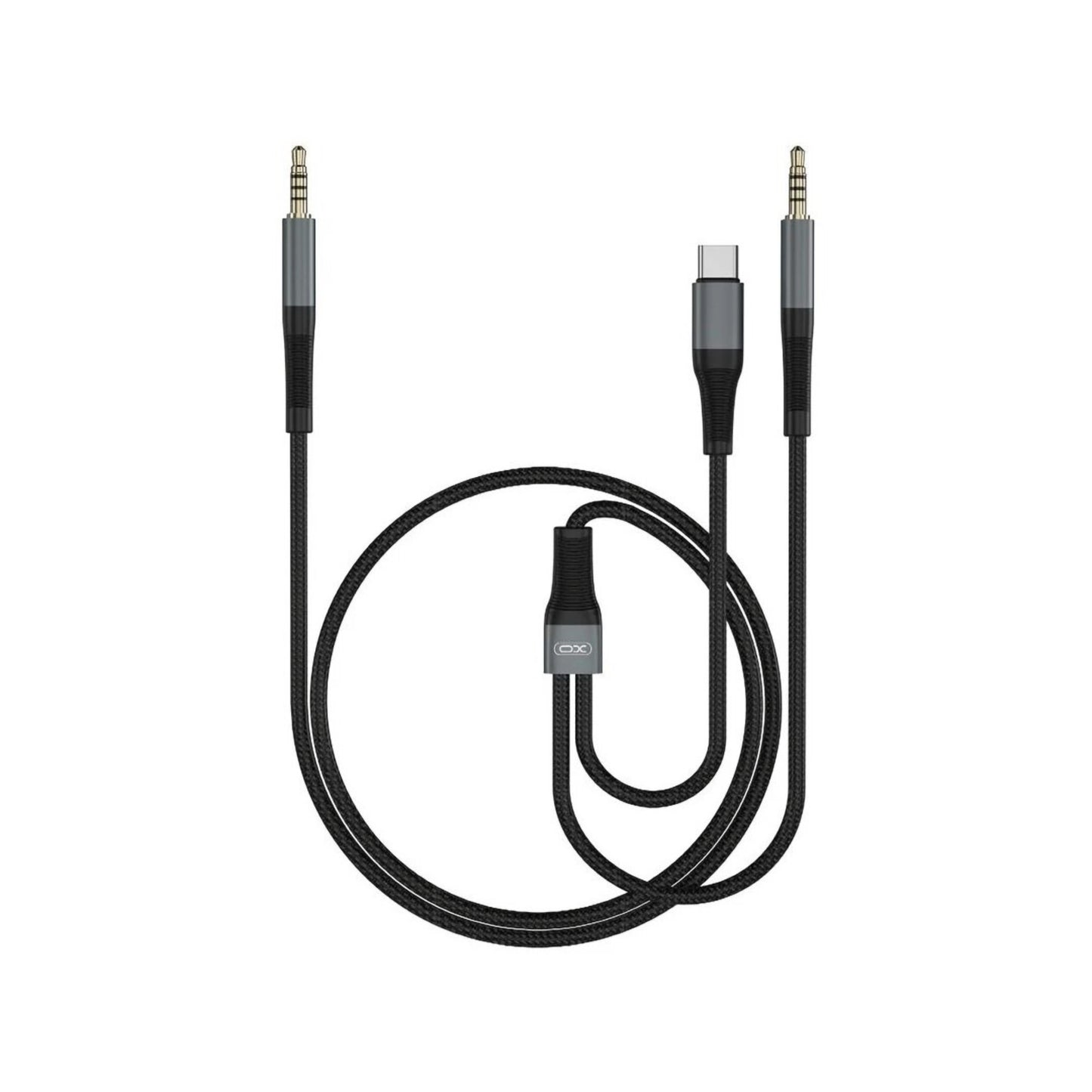Audio kabel USB-C / 3.5mm - 3.5mm XO Design NB178B, 1m, Černý
