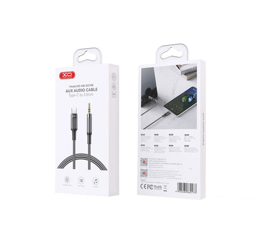 Audio kabel USB-C - 3.5mm XO Design NB-R279B, 1m, Černý