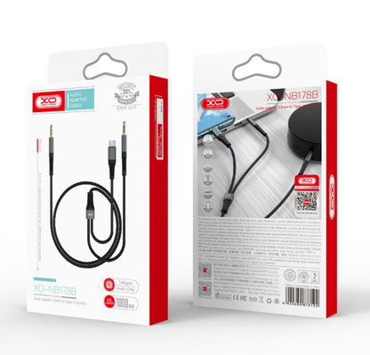 Audio kabel USB-C / 3.5mm - 3.5mm XO Design NB178B, 1m, Černý