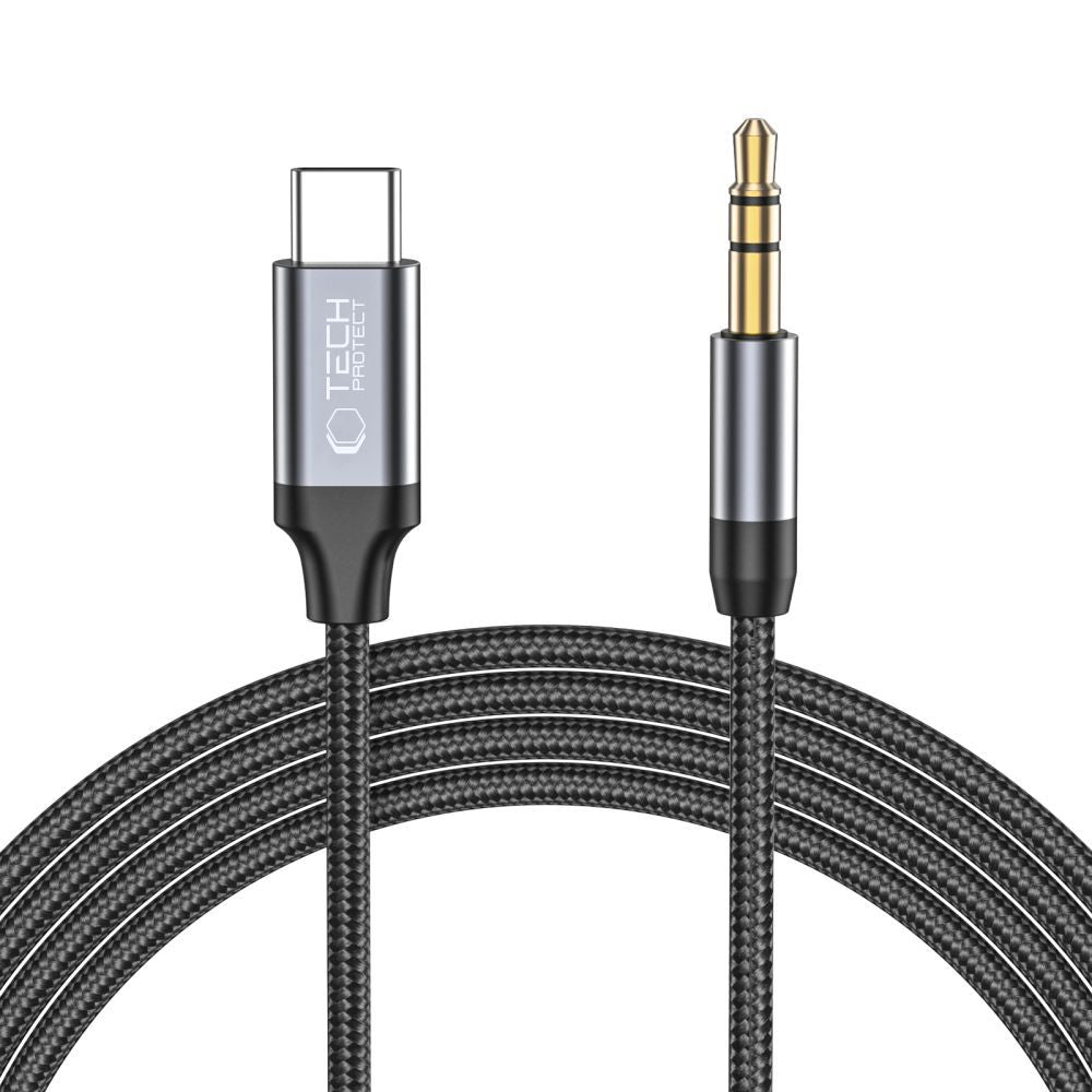 USB-C to 3.5mm Tech-Protect Ultraboost Audio Cable, 1m, Black