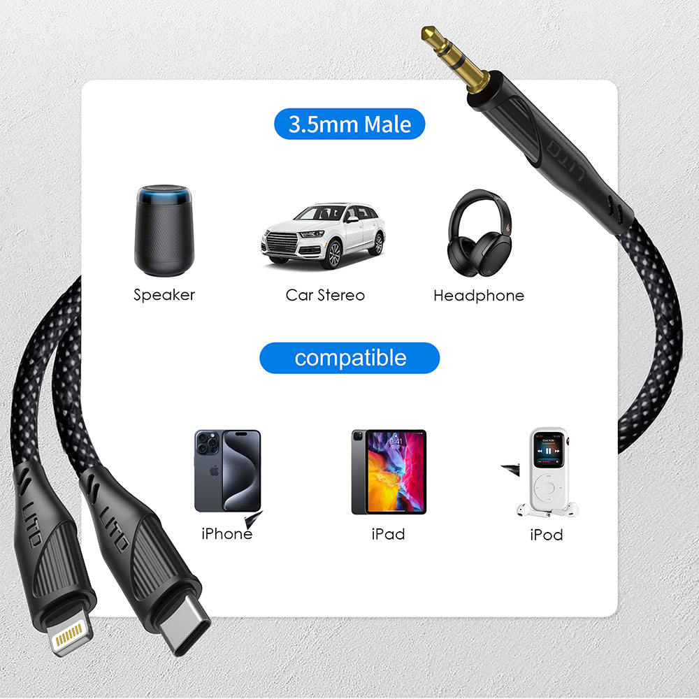 Audio kabel USB-C - 3.5mm Lito LA02, 1m, Černý