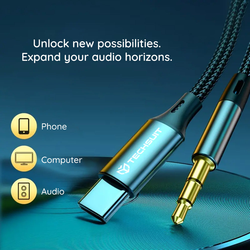 Audio kabel USB-C - 3.5mm Techsuit AC11 FuseXound, 0.5m, šedý