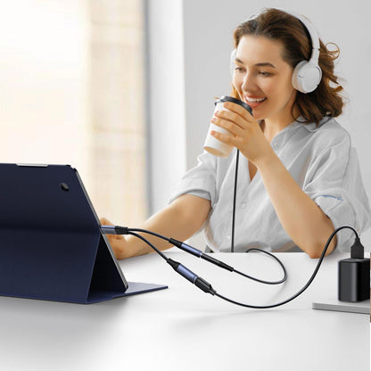Audio kabel USB-C - 3.5mm / USB-C Joyroom SY-C02, 0.14m, černý