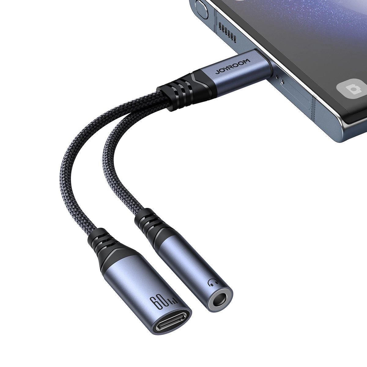 Audio kabel USB-C - 3.5mm / USB-C Joyroom SY-C02, 0.14m, černý