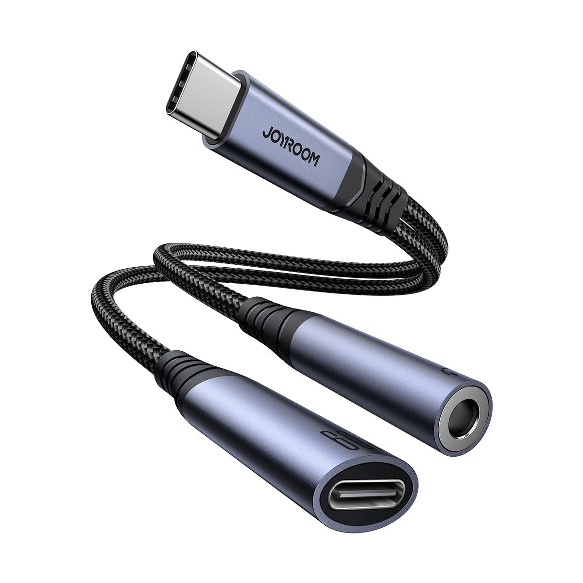 Audio kabel USB-C - 3.5mm / USB-C Joyroom SY-C02, 0.14m, černý