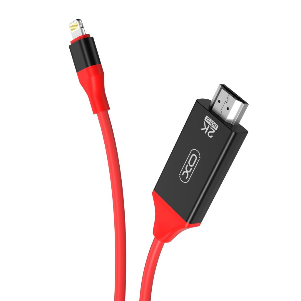 Audio a video kabel Lightning - HDMI XO Design GB006, 1.8m, Červený