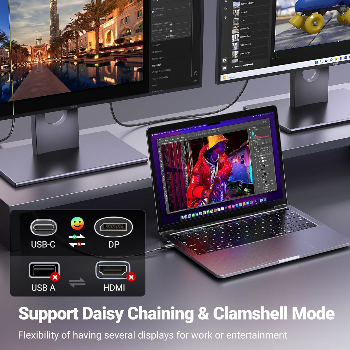 Audio a video kabel USB-C - DisplayPort UGREEN CM556 (25157), 1m, šedý