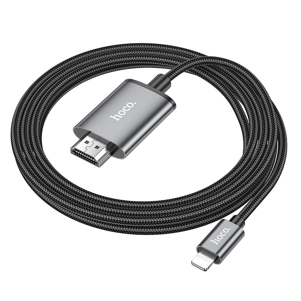 Audio a video kabel Lightning - HDMI HOCO UA27, 2m, šedý