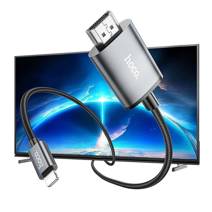 Audio a video kabel Lightning - HDMI HOCO UA27, 2m, šedý