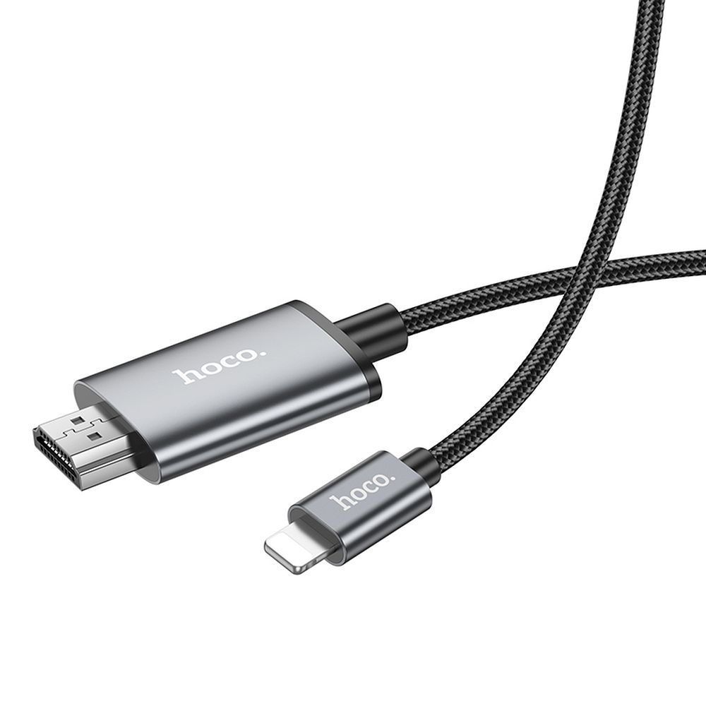 Audio a video kabel Lightning - HDMI HOCO UA27, 2m, šedý