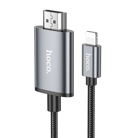 Audio a video kabel Lightning - HDMI HOCO UA27, 2m, šedý