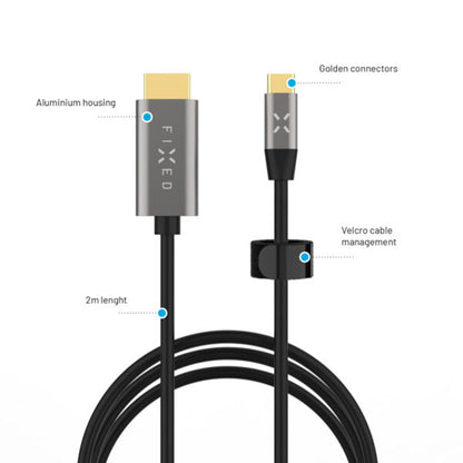 Audio a video kabel USB-C - HDMI Fixed, 2m, šedý