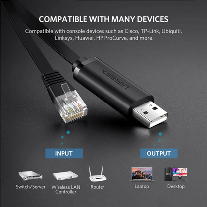 USB konzolový kabel UGREEN CM204, RJ45, 3m, černý
