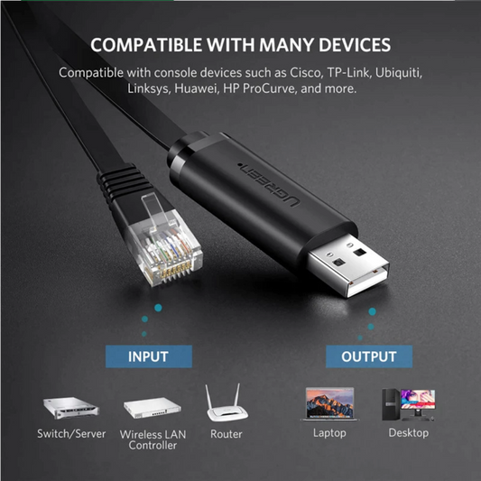 USB konzolový kabel UGREEN CM204, RJ45, 3m, černý