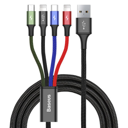 Nabíjecí kabel USB-A - 2 x Lightning / microUSB / USB-C Baseus Rapid 4v1, 20 W, 1,2 m, černý CA1T4-A01