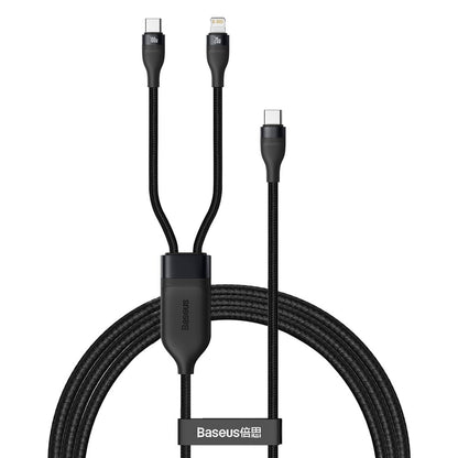 Datový a nabíjecí kabel USB-C - Lightning / USB-C Baseus Flash Series 2v1, 100W, 1.2m, Černý CA1T2-F01