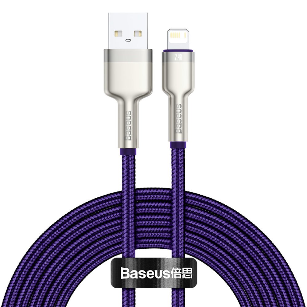 Datový a nabíjecí kabel USB-A - Lightning Baseus Cafule Metal Series, 18W, 2m, Fialový CALJK-B05