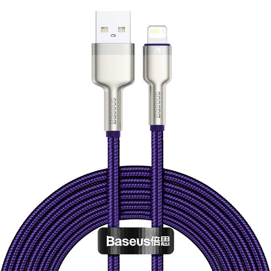 Datový a nabíjecí kabel USB-A - Lightning Baseus Cafule Metal Series, 18W, 2m, Fialový CALJK-B05