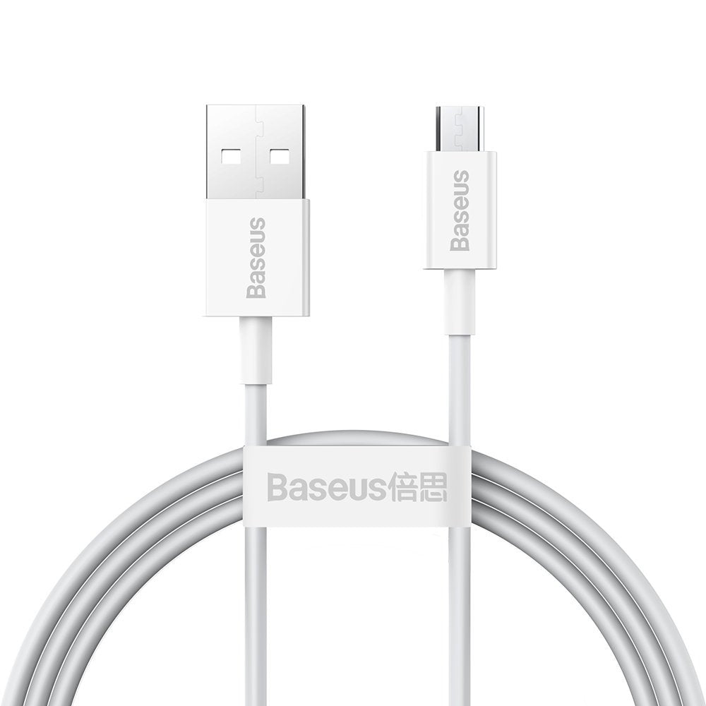 Kabel pro data a nabíjení USB-A - microUSB Baseus Superior Series, 18W, 2m, Bílý CAMYS-A02