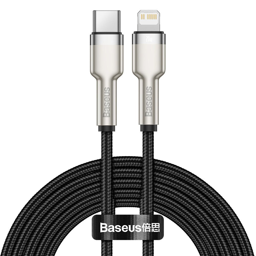 Datový a nabíjecí kabel USB-C - Lightning Baseus Cafule Metal Series, 20W, 2m, Černý CATLJK-B01