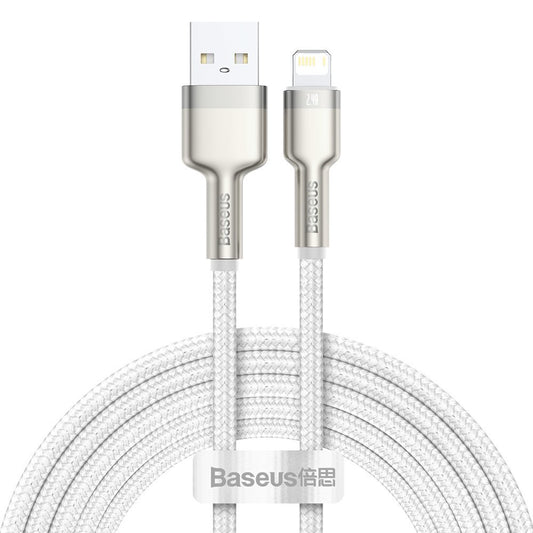 Datový a nabíjecí kabel USB-A - Lightning Baseus Cafule Metal Series, 18W, 2m, Bílý CALJK-B02