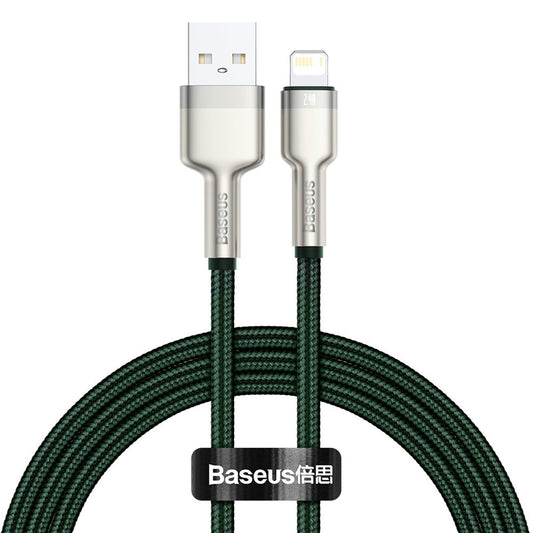 Datový a nabíjecí kabel USB-A - Lightning Baseus Cafule Metal Series, 18W, 1m, zelený CALJK-A06