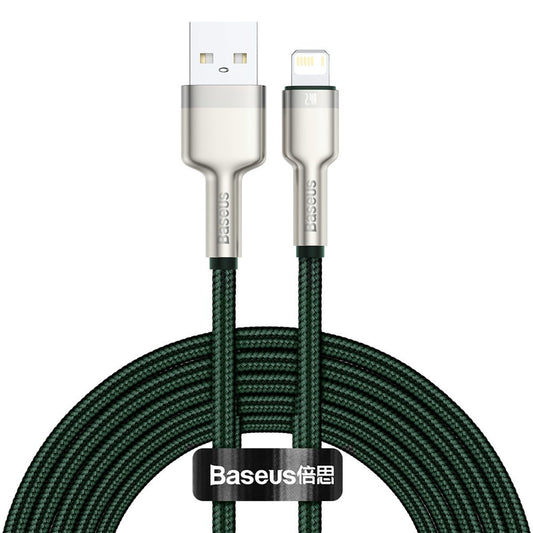Datový a nabíjecí kabel USB-A - Lightning Baseus Cafule Metal Series, 18W, 2m, zelený CALJK-B06