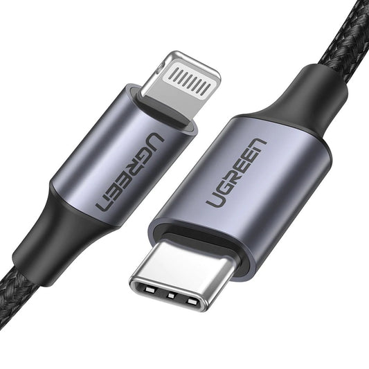 Kabel pro data a nabíjení USB-C - Lightning UGREEN US304, 20W, 1m, černý