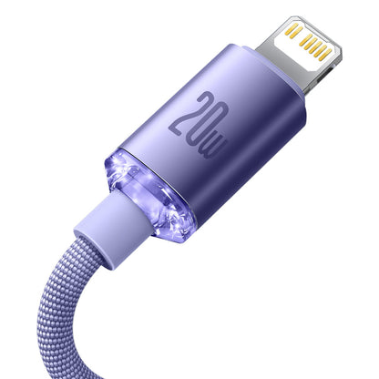 Datový a nabíjecí kabel USB-C - Lightning Baseus Crystal Shine Series, 20W, 2m, Fialový CAJY000305