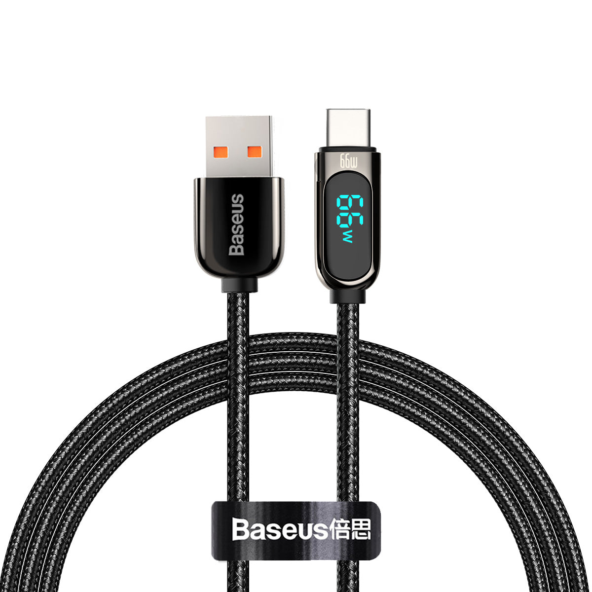 Datový a nabíjecí kabel USB-A - USB-C Baseus Display, 66W, 2m, černý CASX020101