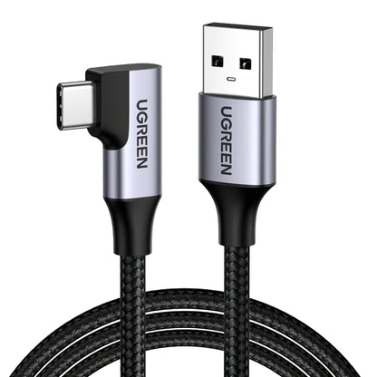 Datový a nabíjecí kabel USB-A - USB-C UGREEN US385 úhlový, 60W, 1m, šedý 