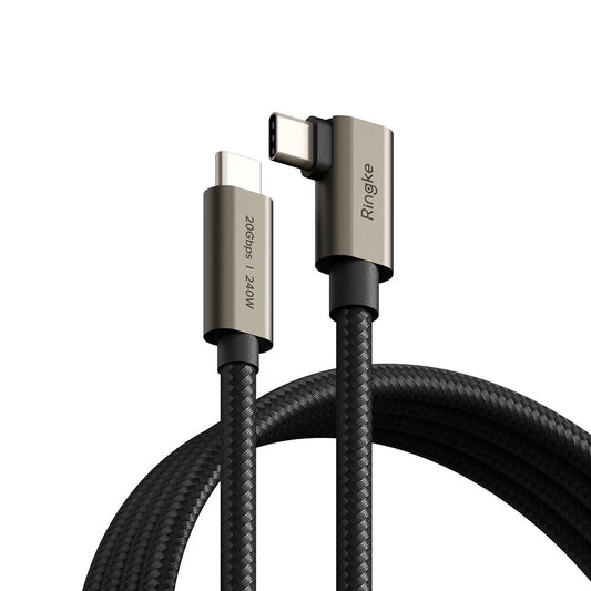 Datový a nabíjecí kabel USB-C - USB-C Ringke 2X2 Angled, 240W, 1m, Černý