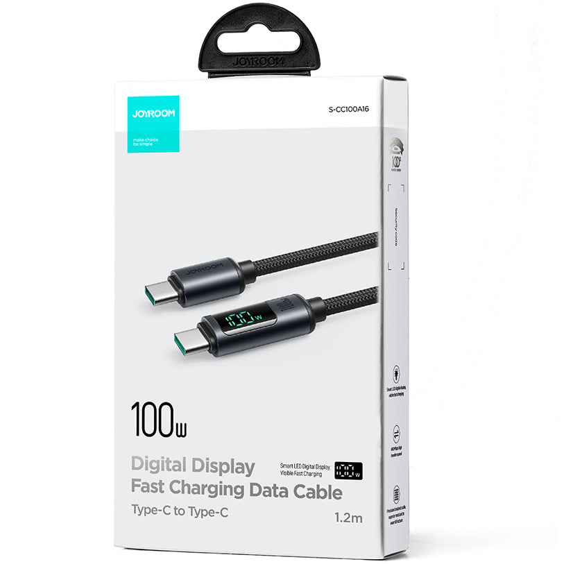 Kabel pro data a nabíjení USB-C - USB-C Joyroom S-A16 Prism Display, 100W, 1.2m, černý